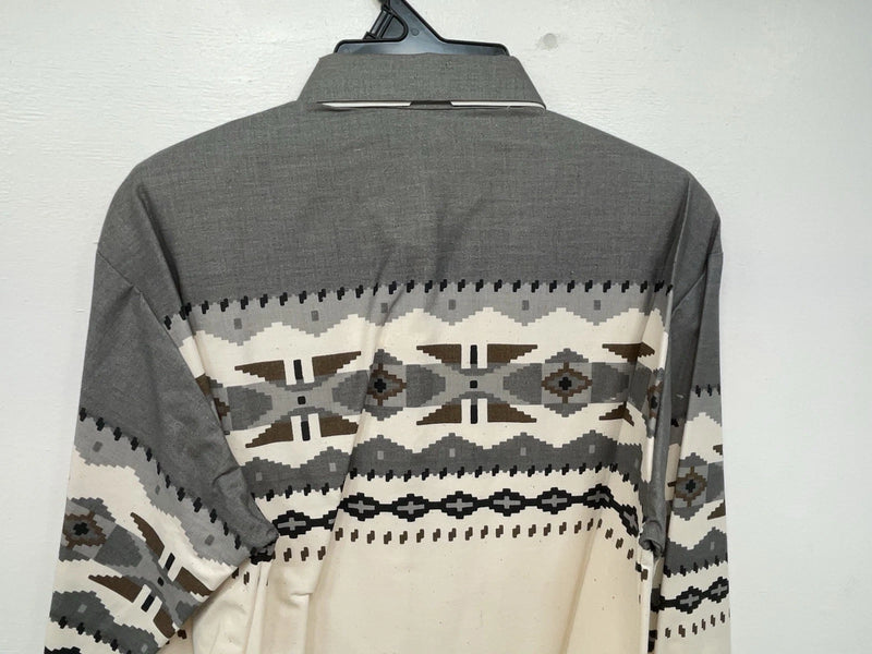 New Men’s Grey Aztec Panhandle Slim Long Sleeve Button Up Shirt S #DS3260 3B-94