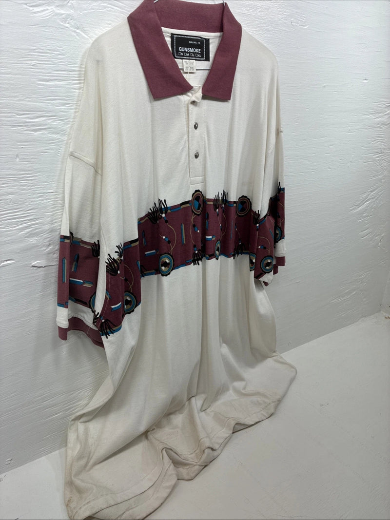 New Men’s GunSmoke White Red Short Sleeve Polo 3XL E-56