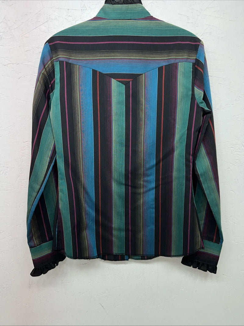 New Women’s HbarC California Ranchwear Multicolor Long Sleeve Button Up S 3C-43