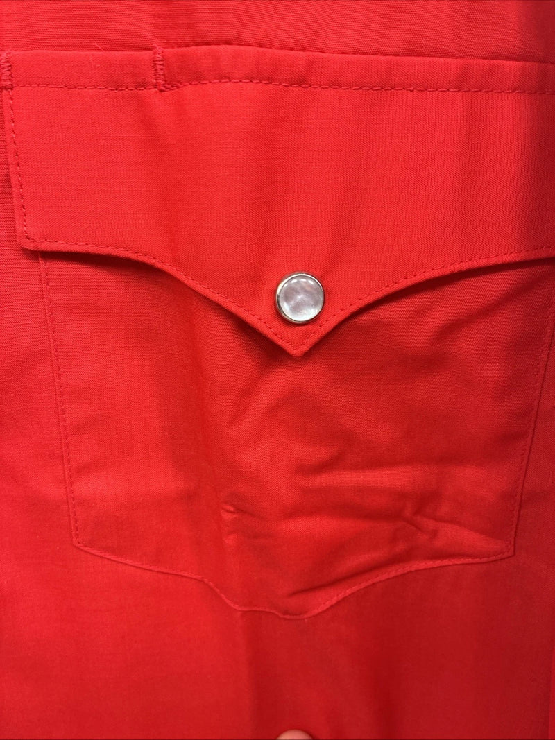 New Men’s H Bar C Simple Red Long Sleeve Pearl Snap 17.5 X 35 XL R-58