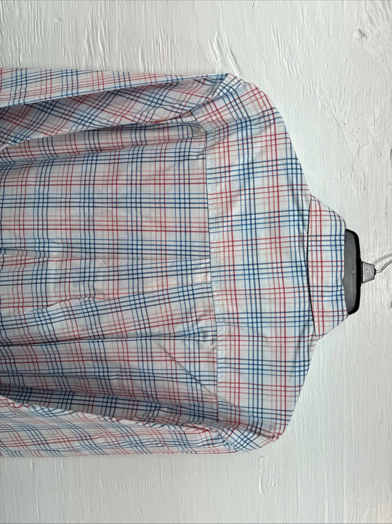 New Men’s ELY Cattleman White Multicolor Plaid Long Sleeve Button Up Large Q-21