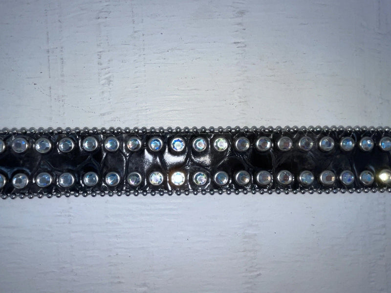 New Black Genuine Leather Nocona Silver Bling L Belt #N3424601 JJ-78
