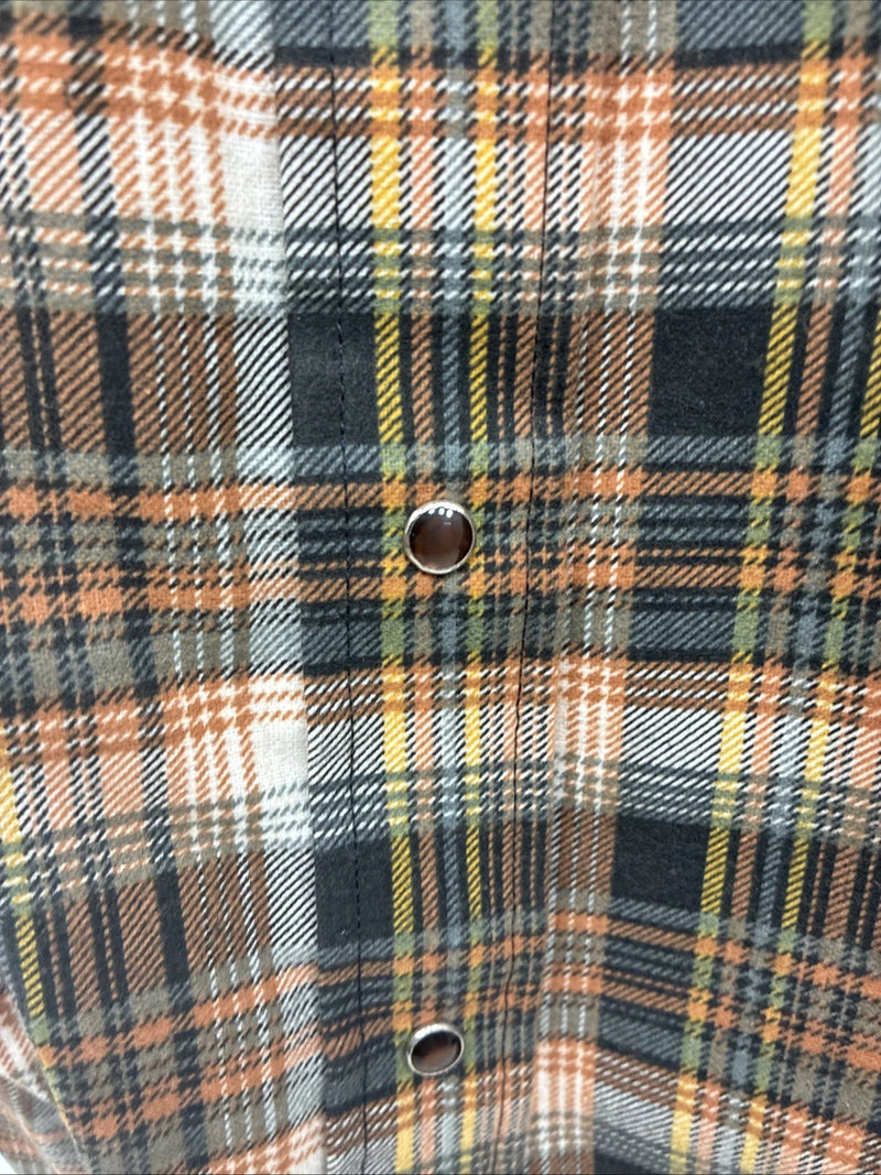 New Men’s Panhandle Slim Orange Plaid Long Sleeve Pearl Snap XS J-63