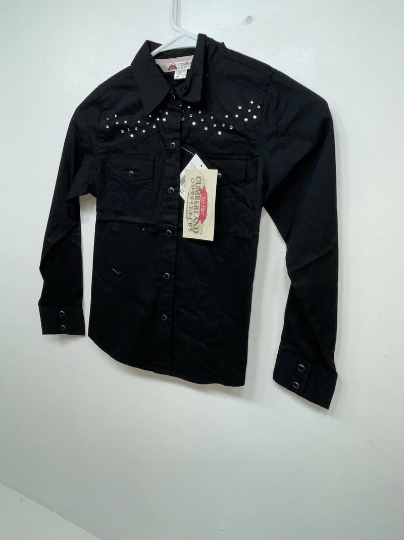 New Women’s Black Cumberland Outfitters Long Sleeve Button Up Shirt S 3B-109
