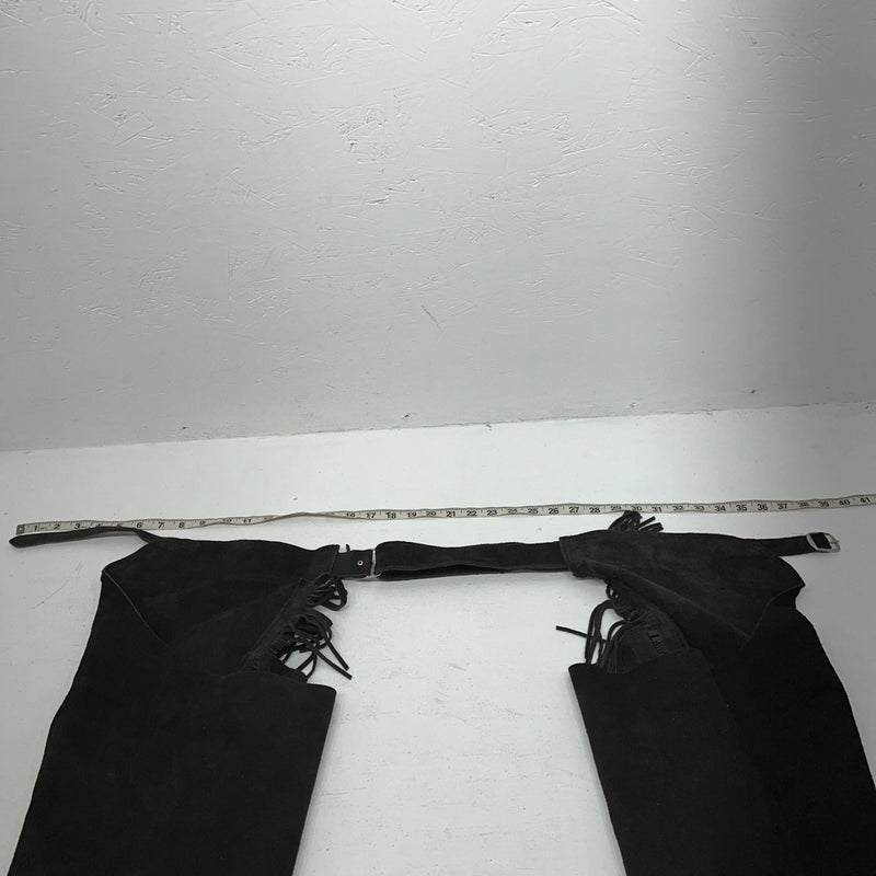 New Equi-grip Brown Show Chaps With Fringe Adjustable Waist 38” L-37