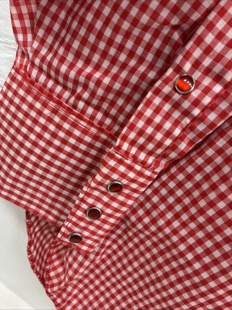 New Men’s Dickson Jenkins Red Checkered Long Sleeve Pearl Snap 16 Large AA-36