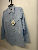 New Men’s Blue ELY cattleman Pearl Snap Long Sleeve Shirt. 15.5x33 M I-28