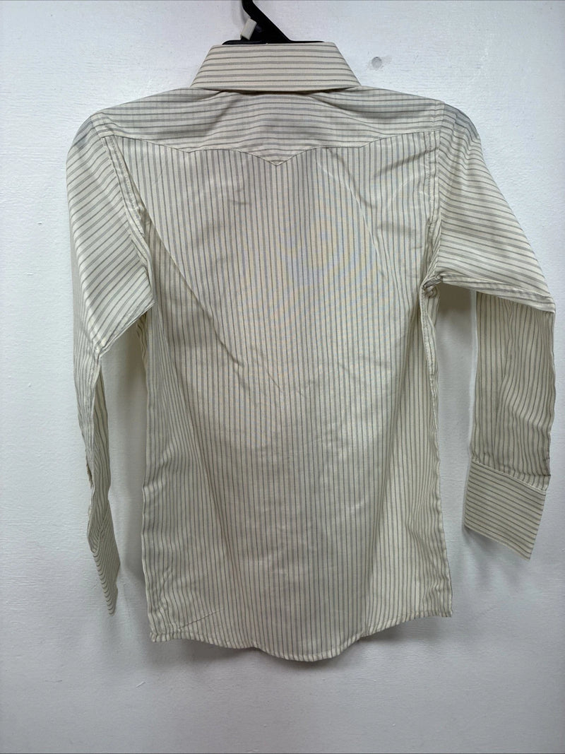 New Kids White Horse Yellow Stripe Long Sleeve Pearl Snap Small DD-130