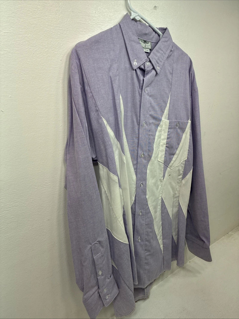 New Men’s Cowboy Threads Purple White Long Sleeve Button Up Medium KK-81