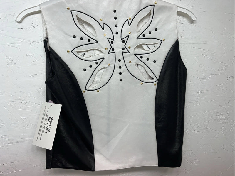 New Women’s 1849 Authentic Ranchwear White Black Western Show Vest XXS H-600