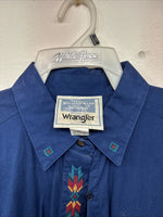 New Women’s Wrangler Blue Designed Long Sleeve Pearl Snap XL II-20
