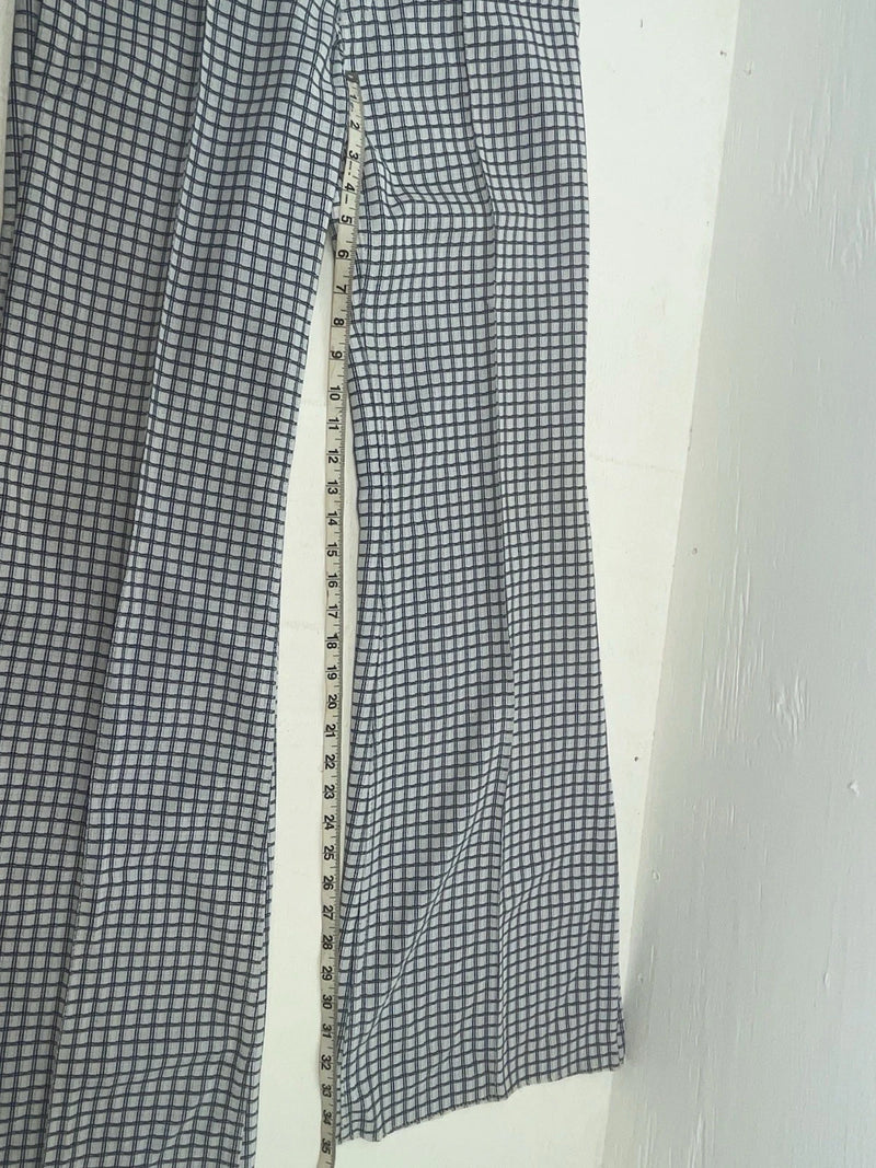 New Vintage Blue Checkered Polyester Pants #5450087 NN-153