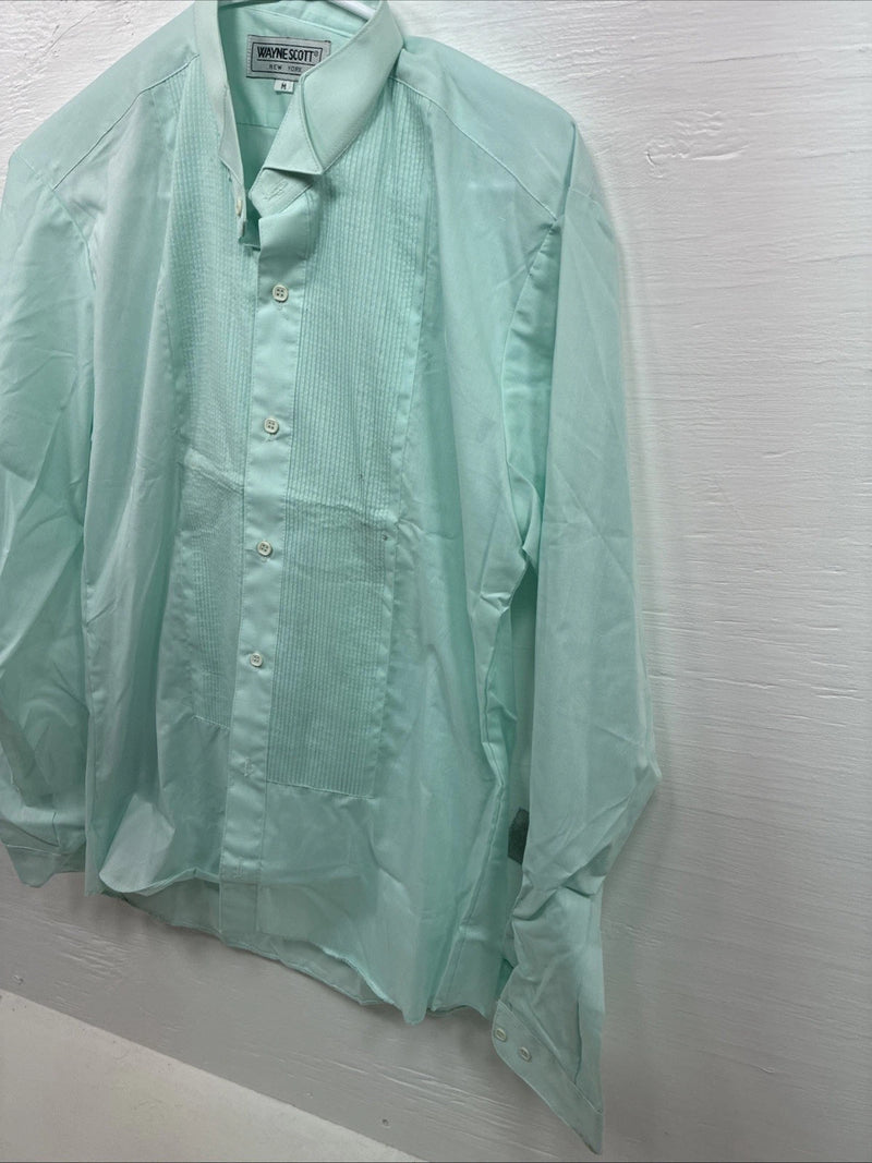 New Wayne Scott Blue Long Sleeve Button Up English Shirt Medium X-84