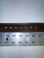 New Brown Genuine Leather Tooled 34” Belt #CL693 Z-163