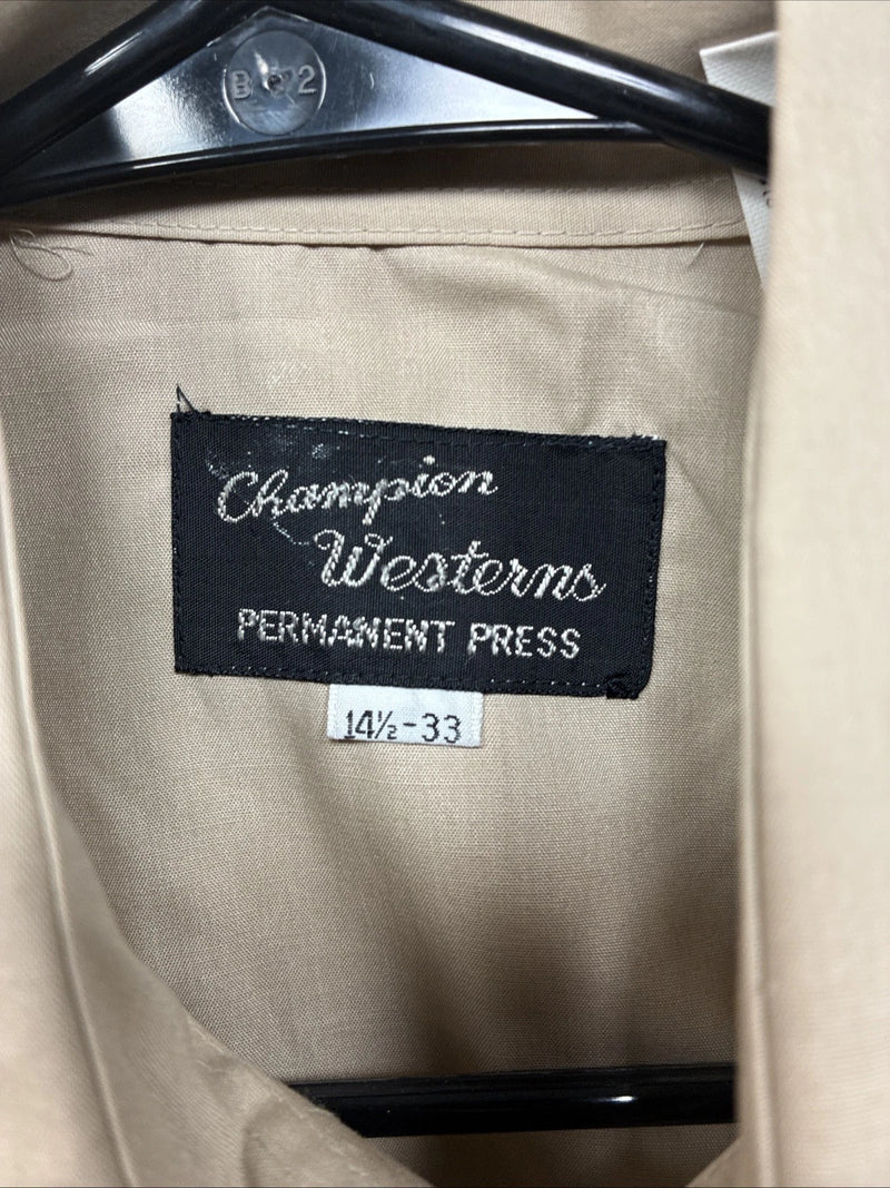 New Women’s Champion Western Tan Design Long Sleeve Pearl Snap Size 33 KK-121