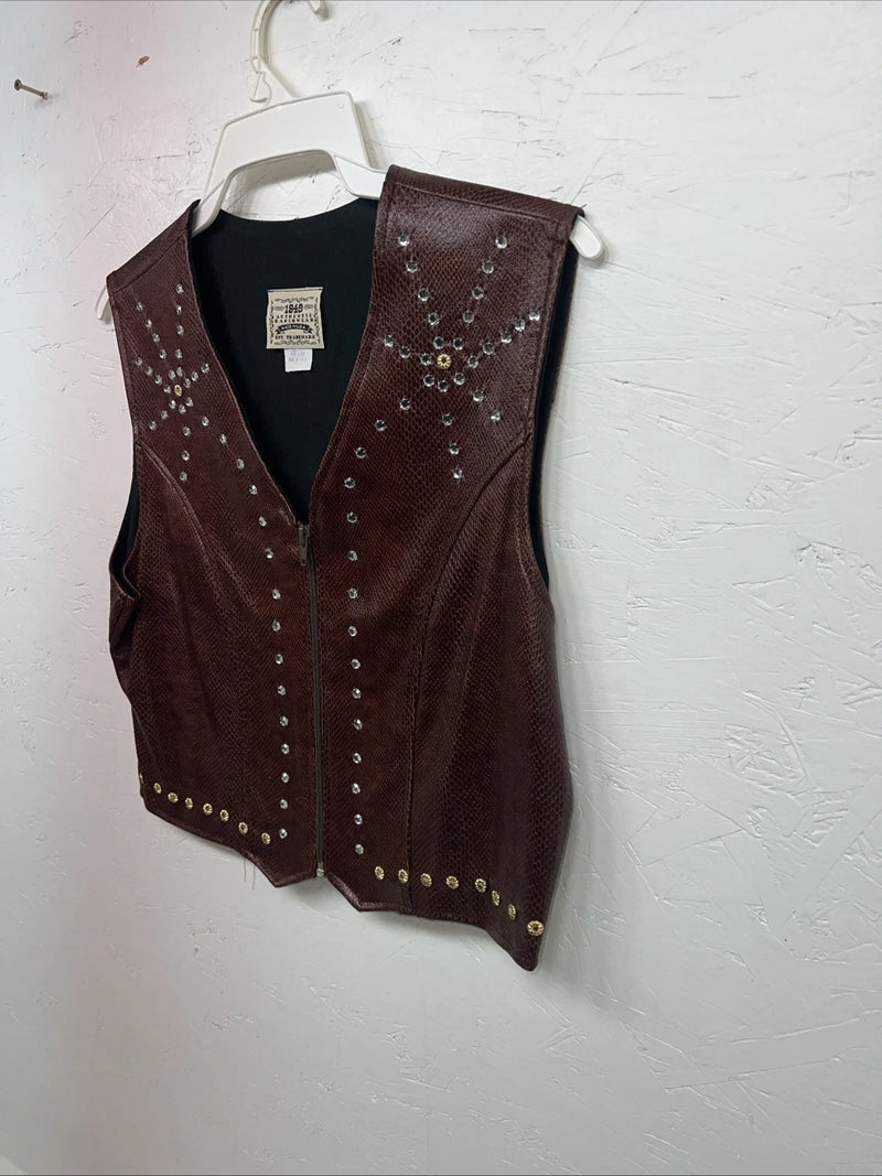 New Women’s 1849 Authentic Ranchwear Brown Show Vest Large E-603