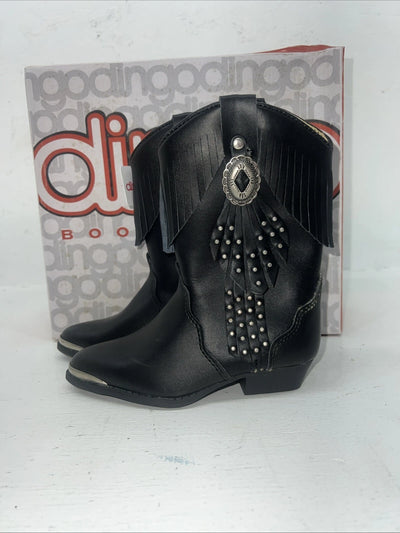 New Children’s Black Fringe Dingo Cowboy Boots. 9 D. 24-12