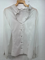 New Women’s Prior White Long Sleeve Pearl Snap English Shirt 38 KK-64
