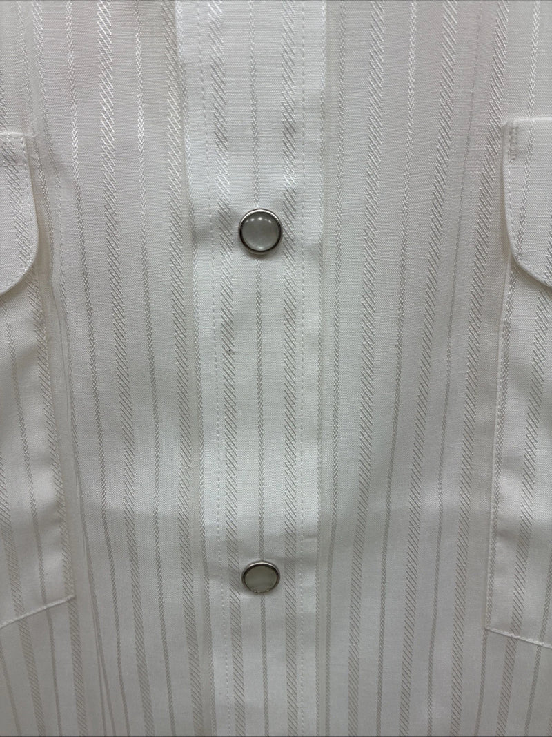 New Men’s Mesquite Off White Stripe Long Sleeve Pearl Snap 2XL H-44