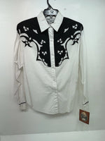 New Women’s Black White Mine & Bills Outfitters Longsleeve Button Up Shirt 3B-44