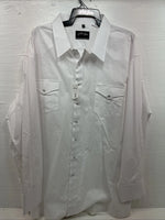 New Men’s White Horse White Long Sleeve Simple Pearl Snap 4XL J-48