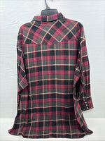 New Men’s ELY Cattleman Red Black Flannel Long Sleeve Pearl Snap 4XL E-82