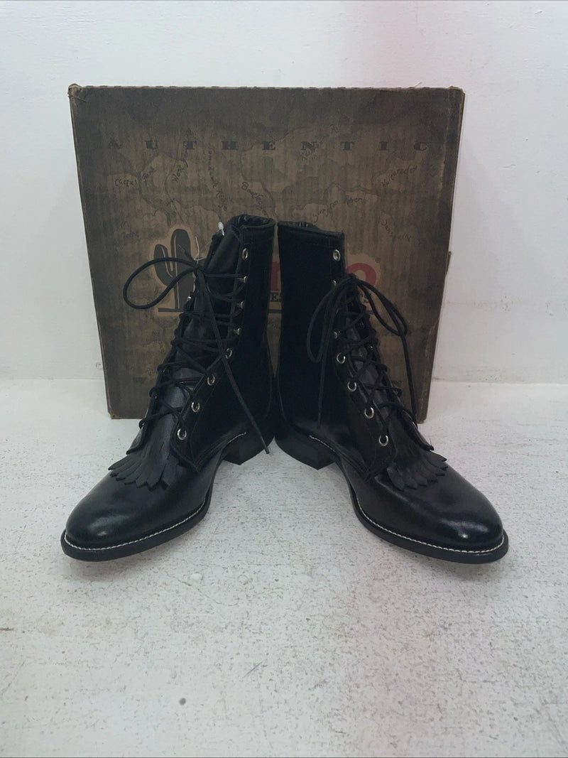 New Men’s Black Lace Up Laredo Cowboy Boots. 1220 7.5 7 1/2 E E. 1-63