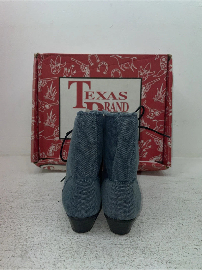 New Kids Blue Lace Up Texas Brand Cowboy Boots. C 9169161 12 D. 23-1