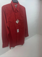 New Men’s ELY cattleman Red Long Sleeve Pearl Snap 15.5 X 34 Medium B-100