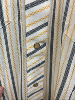 New Men’s H Bar C Yellow Black Stripe Long Sleeve Pearl Snap 17 XL O-29