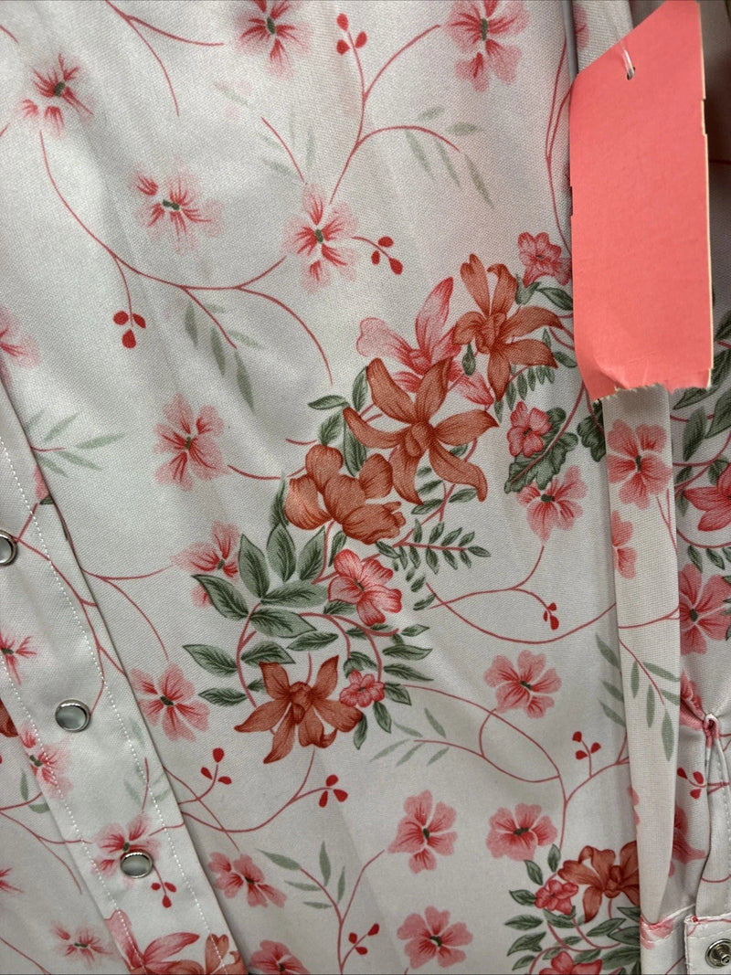 New Women’s Dickson Jenkins Pink Floral Long Sleeve Pearl Snap Size 32 MM-56