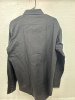New Men’s ELY Cattleman Simple Black Long Sleeve Pearl Snap 16.5 Large M-54