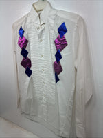 New Women’s Broadway White Designed Long Sleeve Button Up Size Small YY-127