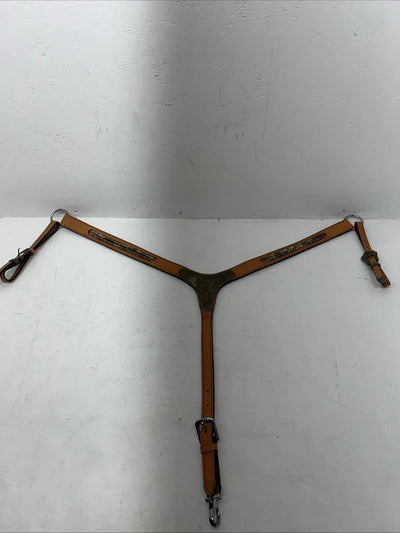 New Leather Royal King Breast Collar With Bronze Metal Plates. S-43