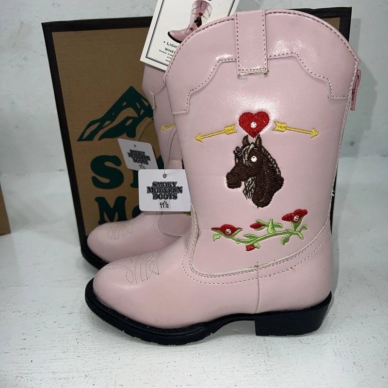 New Children’s Pink Horse Smoky Mountain Cowboy Boots. 1164 11.5 11 1/2. 24-105