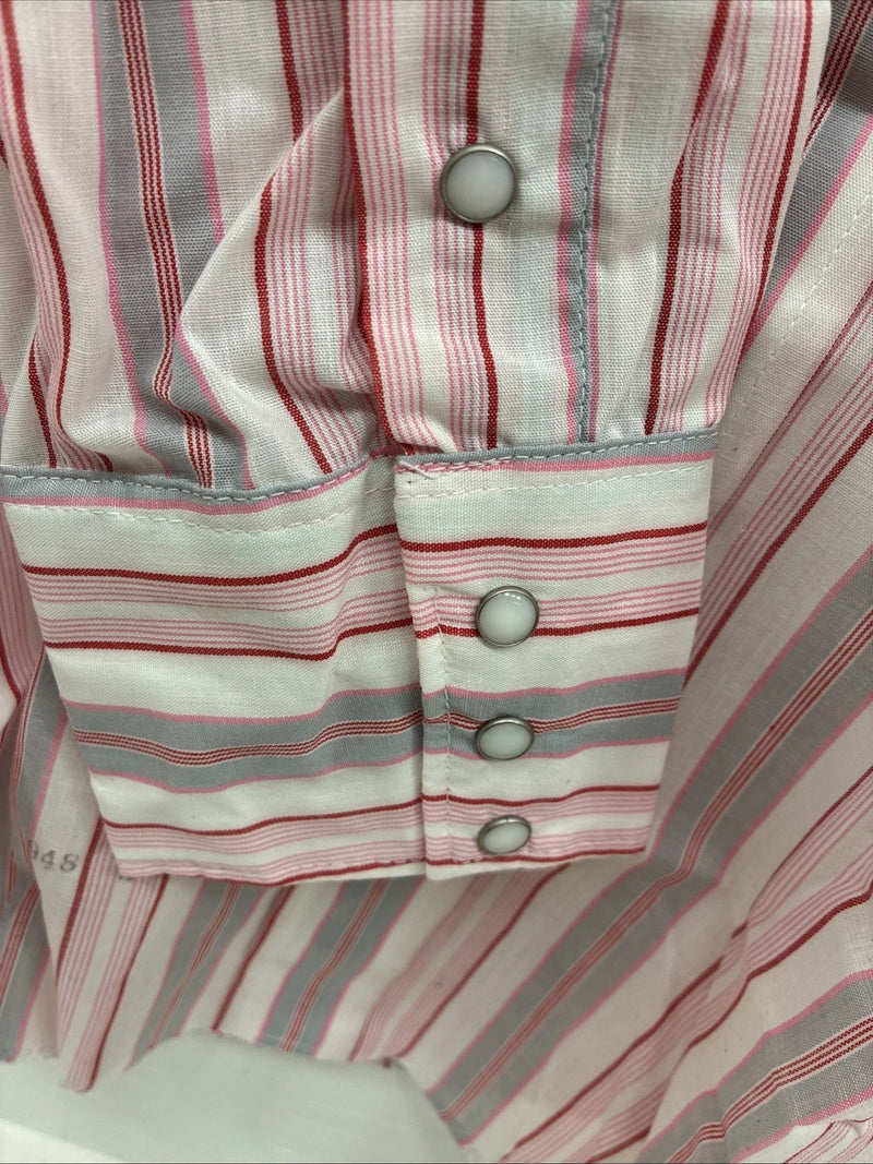 New Women’s Panhandle Slim Pink Stipe Long Sleeve Pearl Snap 16 XL X-48