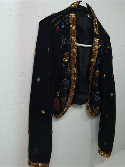 New Women’s Black I Did It Short Jacket With Beads Small UU-68