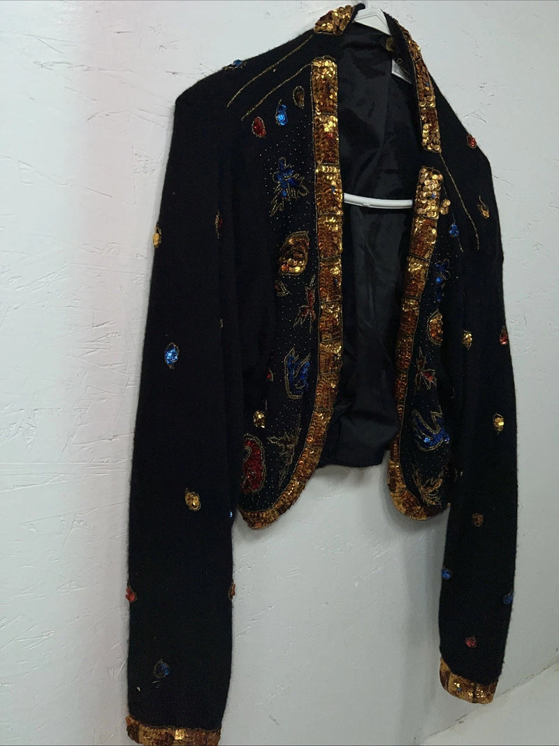 New Women’s Black I Did It Short Jacket With Beads Small UU-68
