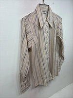 New Women’s Ranch Tan Stripe Long Sleeve Pearl Snap Size 34 MM-4