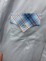 New Kids Champion Western Gray Plaid Long Sleeve Pearl Snap Size 18 CC-107