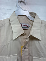 New Men’s H Bar C Tan Simple Short Sleeve Pearl Snap 16 Large O-32