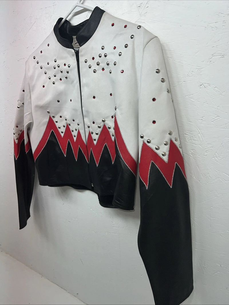 New Women’s 1849 Authentic Ranchwear White Red Short Show Jacket XL WW-27