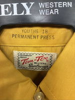 New Youths Tem Tex Yellow Long Sleeve Pearl Snap Size 18 DD-79
