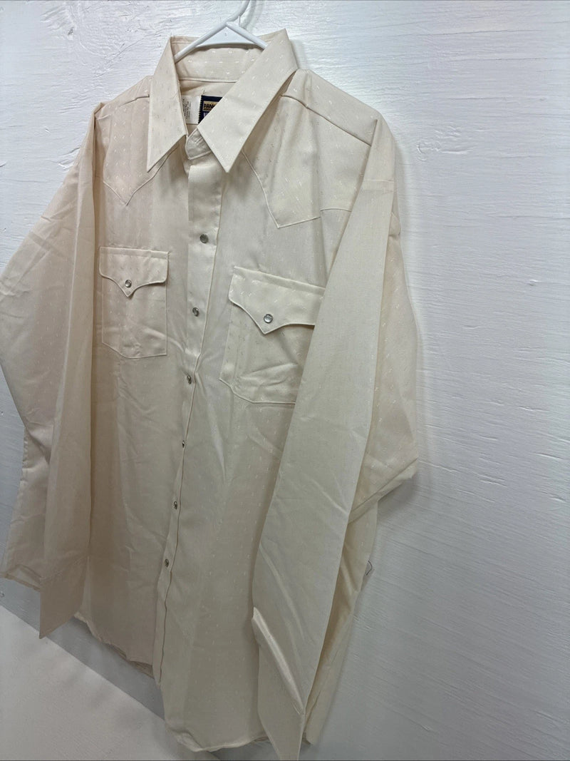 New Men’s Panhandle Slim Off White Design Long Sleeve Pearl Snap 17.5 XL T-18