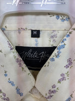 New Women’s White Horse Yellow Floral Short Sleeve Pearl Snap Medium II-97