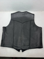 New Men’s Western Express Black Leather Biker Vest 4XL Q-604