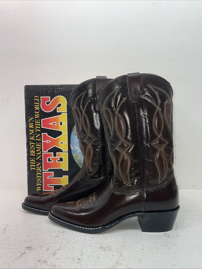 New Men’s Brown Texas Brand Cowboy Boots. 1011 10.5 10 1/2 D. 7-93