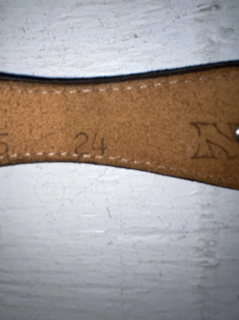 New Brown Genuine Leather Nocona Silver Animal Pendent 24” Belt #605 NN-62