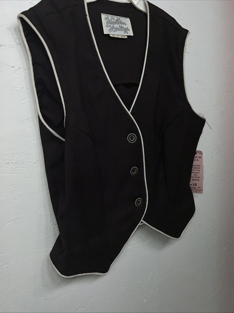 New Women’s Brown Western Heritage Western Show Vest 12 #54708 E-610