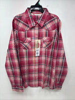 New Women’s Cumberland Pink Plaid Long Sleeve Pearl Snap XL GG-73